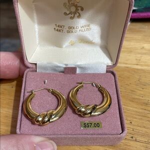 Vintage 14K Gold Filled Twisted Knot Hoop Earrings by Carla